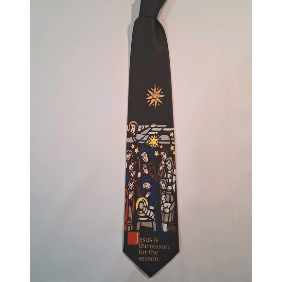 RALPH MARLIN Christmas Nativity Tie 1999 Jesus Is The Reason For The Season - Picture 1 of 5